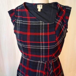 Anthropologie Edme & Esyllte Perthshire Navy Tartan Plaid Dress 10 M